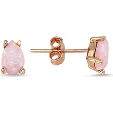 Gumush  Gümüş Damla Pembe Opal Taş Küpe