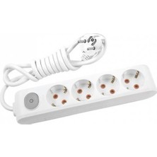 Ekonomik 4'lü Anahtarlı Grup Priz Topraklı Çocuk Korumalı 6 Metre Kablo