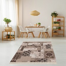 Bona Fortuna Patchwork Desenli Etnik Dijital Baskı Yıkanabilir Kaymaz Taban Vintage Salon Halı ve Yolluk