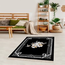 Bona Fortuna Çiçek Desenli Dijital Baskı Yıkanabilir Kaymaz Taban Modern Salon Halısı ve Yolluk