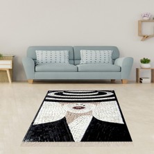 Bona Fortuna Mozaik Kadın Figürü Desenli Dijital Baskı Yıkanabilir Kaymaz Taban Modern Salon Halısı ve Yolluk