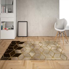 Bona Fortuna Balpeteği Geometrik Desenli Etnik Dijital Baskı Yıkanabilir Kaymaz Taban Salon Halı ve Yollu