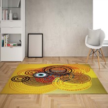 Bona Fortuna Nazar Boncuğu Desenli Etnik Dijital Baskı Yıkanabilir Kaymaz Taban Salon Halısı ve Yolluk