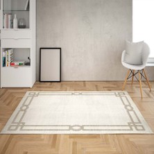 Bona Fortuna Çerçeveli Modern Dijital Baskı Yıkanabilir Kaymaz Taban Salon Halısı ve Yolluk