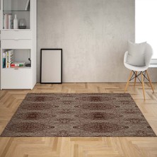 Bona Fortuna Geometrik Karo Desenli Gold Şeritli Dijital Baskı Yıkanabilir Modern Salon Halı ve Yolluk