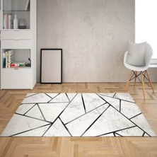 Bona Fortuna Geometrik Blok Mermer Desenli Dijital Baskı Yıkanabilir Kaymaz Taban Modern Salon Halısı ve Yolluk