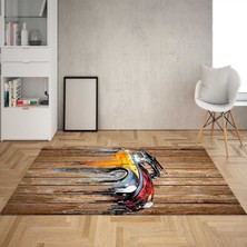 Bona Fortuna Araba Vosvos Desenli Dijital Baskı Yıkanabilir Kaymaz Taban Modern Salon Halısı ve Yolluk