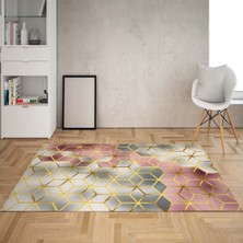 Bona Fortuna Balpeteği Geometrik Desenli Etnik Dijital Baskı Yıkanabilir Kaymaz Taban Salon Halı ve Yolluk