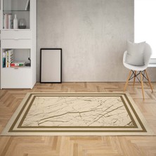 Bona Fortuna Kave Zemin Mermer Desenli Dijital Baskı Yıkanabilir Kaymaz Taban Düz Salon Halısı ve Yolluk