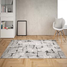 Bona Fortuna Mermer Desenli Gold Dijital Baskı Yıkanabilir Kaymaz Taban Düz Salon Halısı ve Yolluk (Gri)