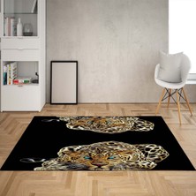 Bona Fortuna Leopar Desenli Halı Leoparlı Halı Dijital Baskı Yıkanabilir Kaymaz Taban Salon Halısı