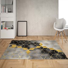 Bona Fortuna Balpeteği Desenli Dijital Baskı Yıkanabilir Kaymaz Taban Modern Salon Halısı ve Yolluk