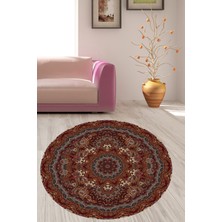 Bona Fortuna Osmanlı Motifler Desenli Dijital Baskı Yıkanabilir Kaymaz Taban Yuvarlak Salon Halısı ve Yolluk