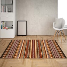 Bona Fortuna Kilim Desenli Etnik Dijital Baskı Yıkanabilir Kaymaz Taban Eskitme Salon Halısı ve Yolluk