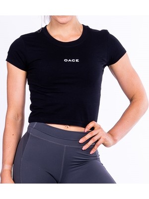 Alya Baskılı Siyah Crop