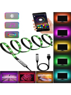 Redmoon Bluetoothlu Tv Arkası Şerit LED Işık Rgb USB Girişli Tak Çalıştır 2 Metre