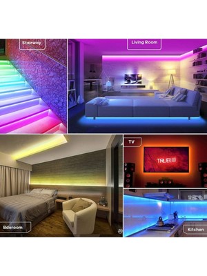 Redmoon Tv Arkası Bluetoothlu  Şerit LED Işık Rgb USB Girişli Tak Çalıştır 1  Metre