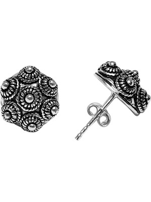 Midyat Nurtaş Gümüş Kişniş Bereket Model Telkari Gümüş Küpe 11-Mm