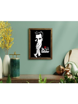 Bk Gift Godfather Baba Tasarımlı Doğal Masif Ahşap Çerçeveli Tablo-1