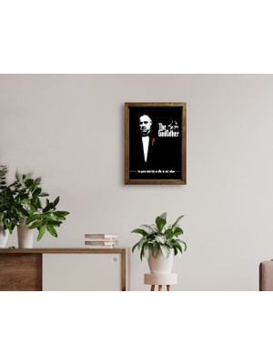 Bk Gift Godfather Baba Tasarımlı Doğal Masif Ahşap Çerçeveli Tablo 45X65CM-3