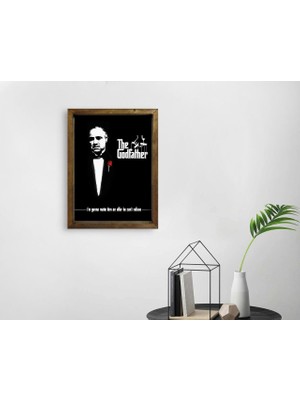 Bk Gift Godfather Baba Tasarımlı Doğal Masif Ahşap Çerçeveli Tablo 45X65CM-3