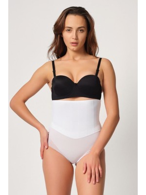 Emay 2945 Kadın Tül Karyokalı Lazer Slip Korse Ten