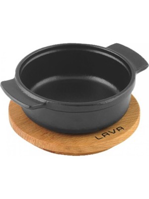 Lava Ahşap Altlıklı Döküm Demir Güveç Kabı Çap(Ø) 11 cm