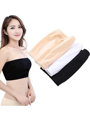 NBB Normbra 3 Adet Dikişsiz Straplez Sütyen Sütyen Seti Siyah-Beyaz-Ten 3 Renk Tek Pakette