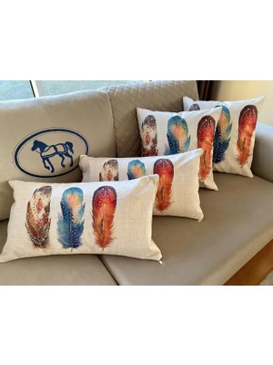 Lia Store Tüy Desenli Dekoratif 4'lü Kombin Kırlent Kılıfı Seti