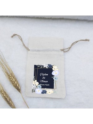 Hayaller Dükkanı 30 Adet Baskılı Lavanta Kesesi Boş  9X13 cm Nikah Liği Mavi Üzeri Çiçekli