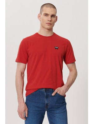 WRANGLER Erkek Kırmızı Regular Fit Bisiklet Yaka T-Shirt