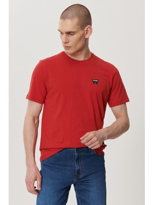 Wrangler Lightweight Small Sign O Erkek Kırmızı Bisiklet Yaka Tişört