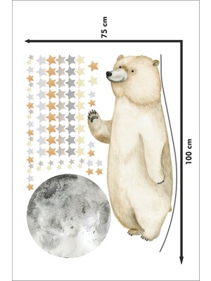 Bunny Decor Moon Bear Çocuk Odası Duvar Sticker