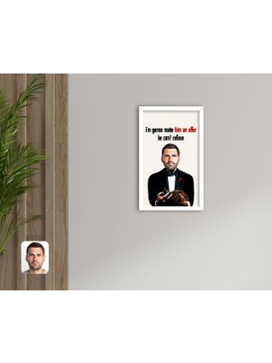 BK Kişiye Özel Godfather Baba Karikatürlü Dekoratif Ahşap Beyaz Çerçeveli Tablo-9