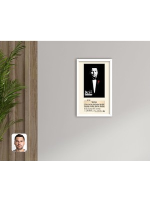 BK Kişiye Özel Godfather Baba Tasarımlı Dekoratif Ahşap Beyaz Çerçeveli Tablo-5