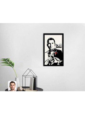 BK Kişiye Özel Godfather Baba Tasarımlı Dekoratif Ahşap Siyah Çerçeveli Tablo-7