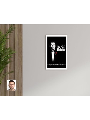BK Kişiye Özel Godfather Baba Tasarımlı Dekoratif Ahşap Beyaz Çerçeveli Tablo-3