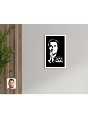 BK Kişiye Özel Godfather Baba Tasarımlı Dekoratif Ahşap Beyaz Çerçeveli Tablo-1