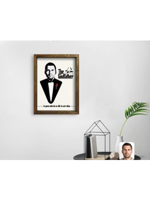 BK Kişiye Özel Godfather Baba Tasarımlı Doğal Masif Ahşap Çerçeveli Tablo 45X65CM-8