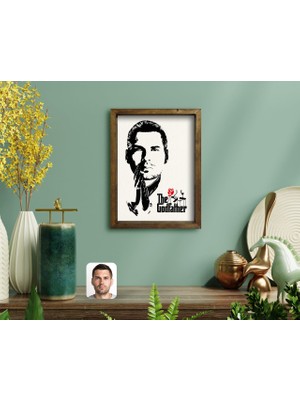 BK Kişiye Özel Godfather Baba Tasarımlı Doğal Masif Ahşap Çerçeveli Tablo-6