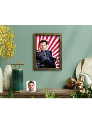 BK Kişiye Özel Godfather Baba Karikatürlü Doğal Masif Ahşap Çerçeveli Tablo-17