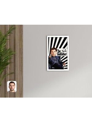 BK Kişiye Özel Godfather Baba Karikatürlü Dekoratif Ahşap Beyaz Çerçeveli Tablo-18