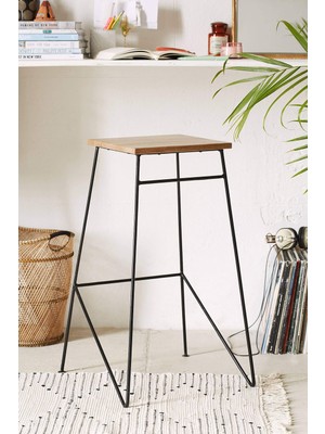 Abronya Tabure Ahşaplı Metal Tabure Yüksek Sandalye Mutfak Masası Yemek Masası Için Sandalye Tabure Modelli