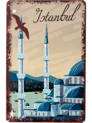 Tırtıl Hediyelik Tırtıl Blue Mosque Metal Levha Vintage