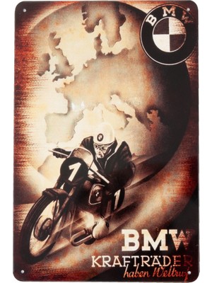 Tırtıl Hediyelik Tırtıl Bmw Motorcycle Metal Levha Vintage