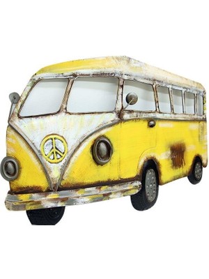 Huramarketing Minibüs Pano Sarı Vintage Dekoratif Ev Ofis Hediyelik