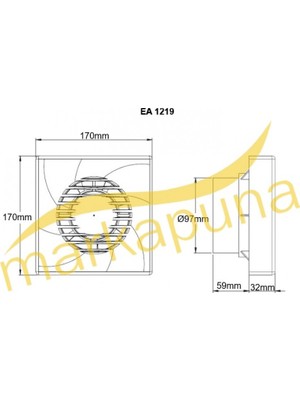 Bahçıvan 17x17 cm EA 1219 2400 D/D 220/230 volt Monofaze Plastik Banyo & Tuvalet Aspiratörü Standart