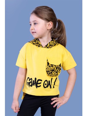 Toontoy Kids Toontoy Kız Çocuk Cep Detaylı Kapüşonlu Baskılı Tişört