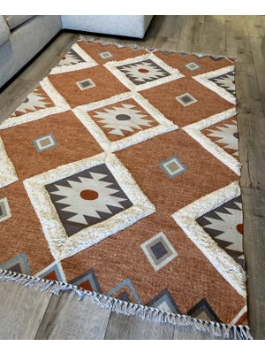 Rugs Modern Rustik 4017 Orange Pastel Turuncu Geometrik Desen Kilim