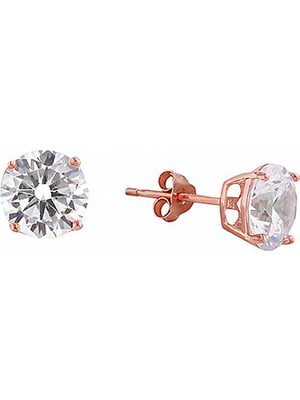 So CHIC Zirkon Taşlı 3 mm 18 Ayar Rose Altın Kaplama Gümüş Tektaş Küpe